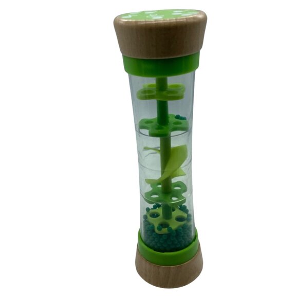 Hape Wooden Beaded Rainmaker Toddler Toy Green Sensory Development Raindrops 8" - Picture 5 of 7